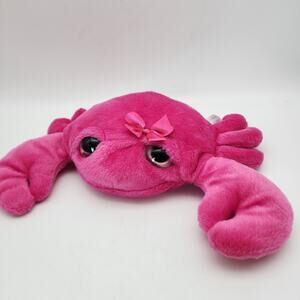 Wishpets Pink Droopy Crabby Crab Plush Toy 12" Satin Bow Big Glitter Eyes 2013
